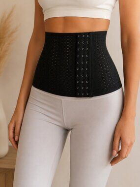 Black Mesh Waist Trainer Corset Belt • Adjustable Compression Shapewear • XL